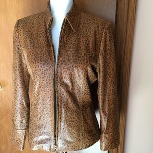 Vintage Barnucci Leopard Print Leather Jacket S